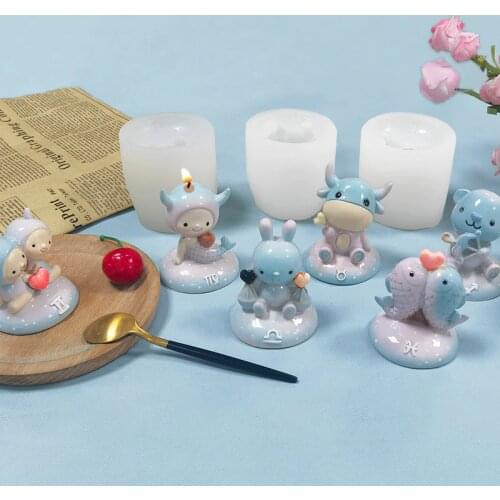 3D Twelve Constellations Plaster Silicone Mold Resin Chocolate Candle Handmade Soap Moulds Birthday Party Cake Decorating Tools