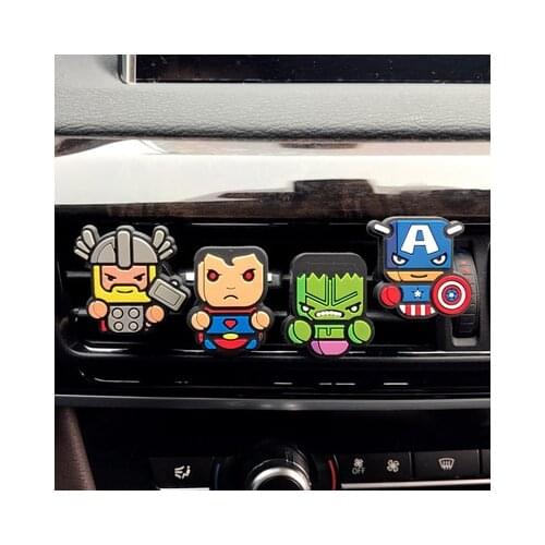 4pcs/set The Hero Series Cute Cartoon Air Freshener Perfume Fragrance Clips For Air Conditioner Vent Outlet Fashion Cool
