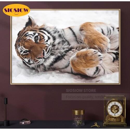 5D Diamond Painting Tiger Snow Full Square Drill 3D Diamond Embroidery Daimond Mosaic Cross Stitch Art Craft Diy Decor Home Room