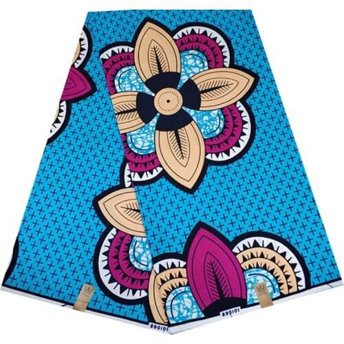 African Wax Cotton Fabric Print 100%Soft Ankara Style Clothing Material For Sewing Real Dye Print For Fabrics 6 Yards R-V 4-63