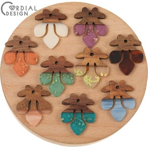Cordial Design 50Pcs 23*28MM Earrings Accessories/Charms/Leaf Shape/DIY Making/Natural Wood & Resin/Pendants For Necklace
