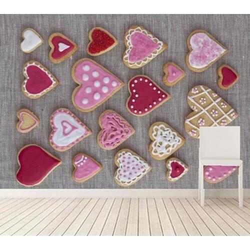Large murals papel de parede,Cookies Heart Food wallpapers,living room TV wall bedroom restaurant kitchen wallpaper for wall 3d
