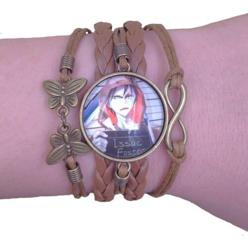 Japanese Anime Brown Leather Bracelet Ray Angels of Death Time gem Handmade Multilayer Infinity Love Retro Drop Shipping SLDTS