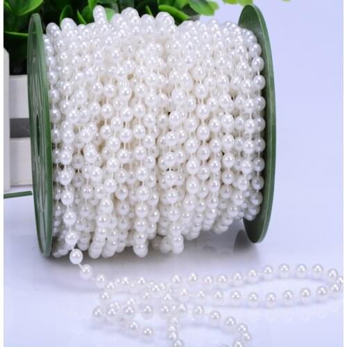 5 Meter 3mm 4mm 5mm 6mm Cotton Line Artificial Pearl Beads Chain Wedding Party Garland Bouquet Event Festival Curtain Decoration