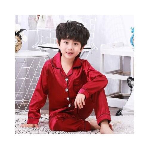 Spring Autumn Children cardigan Pajamas set teen long sleeve silk sleepwear Kids Girls Home Clothes 2pcs Suit Childrens Pyjamas
