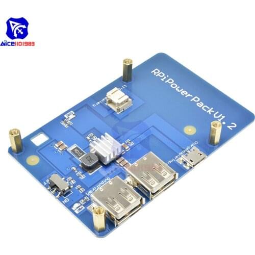 Diymore Raspberry Pi 3 Model B Power Supply Li-on Lithium Battery Expansion Board Dual USB Micro USB Interface with Heatsink