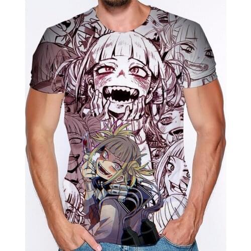 My Hero Academia Villain Toga Streetwear Short Sleeve Shirt Men 3d T-Shirts Male Oversized T Shirt Graphic Tees Men Streetwear