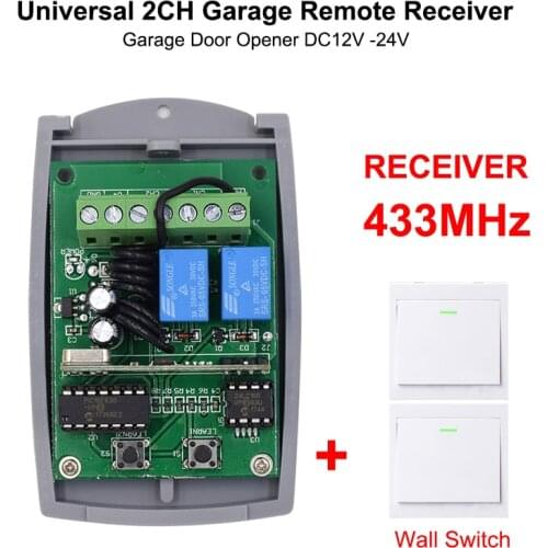 433MHz Garage Remote Receiver 2CH Controller & 2pcs 433MHz Transmitter Wall Switch for DEA DITEC ATA NOMASTAHL ECOSTAR