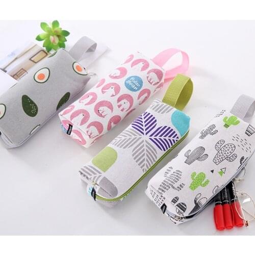 Personality Creative Black Grid Canvas Travel Bag Pencilcase Cosmetic Bag Makeup Organizer Pouch Box Stationery School Supplies