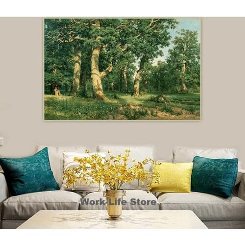 Ivan Shishkin《Oak Grove》Canvas Art Oil Painting Artwork Poster Picture Backdrop Wall Decor Home Living room Decoration No Frame