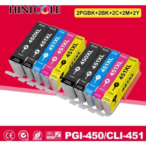 10Pcs PGI 450 CLI 451 Compatible ink cartridge For Canon PIXMA MG5440 MG5540 MG5640 MG6440 Ip7240 IX6540 IX6840 Printer PGI-450