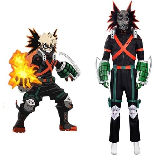 Anime My Hero Academia Bakugou Katsuki Cosplay Costume Battle Outfits Halloween Carnival Suit