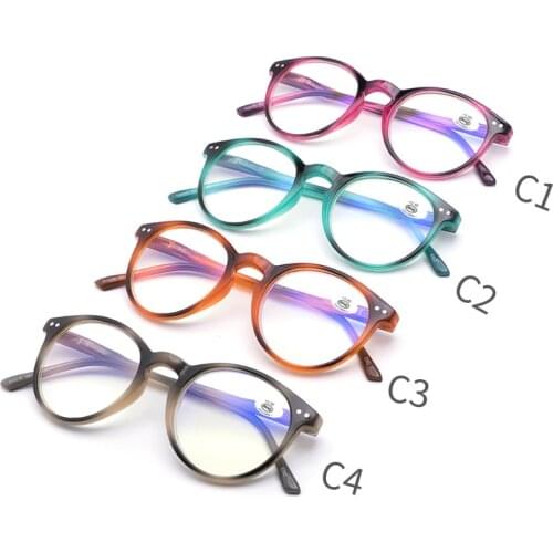 Eso Vision 4pcs Round Reading Glasses Anti Blue Lens Light Test for Woman and Man Fashion Big Frame Readers 1.0 1.50 to 3.50