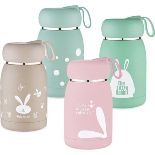 Mini 304 Vacuum Insulation Cup Cartoon Student Children 's Big Belly Warm-Keeping Water Cup with Handle Stainless Steel Mine Cup