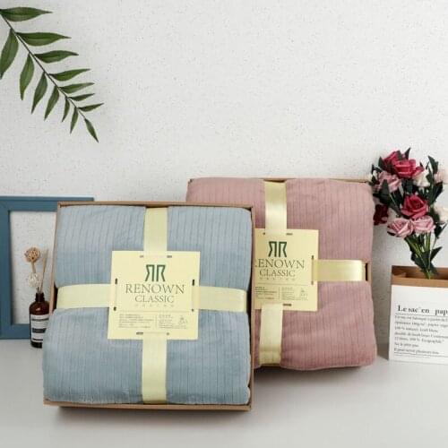 Soft Flannel Blanket for Bed Coral Fleece Stripe Throw Blanket for Baby Kid Adult Warm Bedspread for Double Queen Bed Sofa Cover