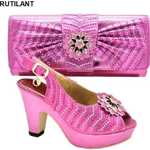 New Arrival African Shoes and Bags Matching Set Shoes and Bags To Match for Wedding Luxury Women Shoes Buckle Strap Elegant