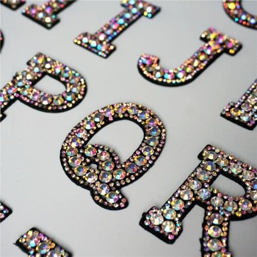 New styleA-Z Rhinestone English Alphabet Letter 3D Applique Iron On letters Patch For Clothing Badge Paste For Clothes Bag Shoes