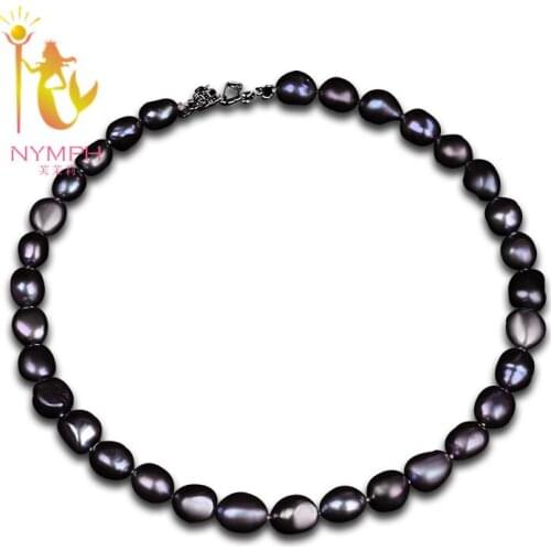 [NYMPH]Baroque Pearl Necklac Pearl Jewelry Real Freshwater 2017 New Fine Choker Necklace For Party[X114]