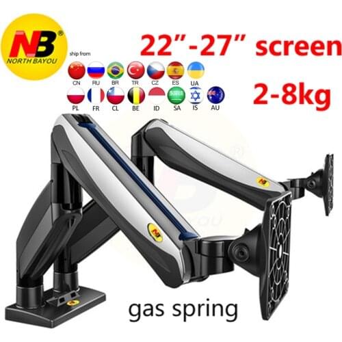NB F185A 2-8kg Aluminum 22-27 inch Dual LCD Monitor stand Mount Gas Spring Arm Full Motion computer holder Support with 2 USB3.0