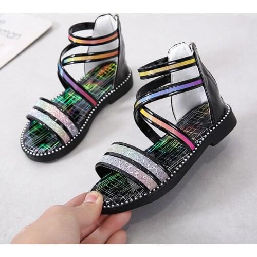 ChildrenS Beach Sandals 2021 Girl Summer Gladiator Sandals Elegant For Kids School Mixed Color Shoes 3 5 6 7 8 9 10 11 12 Years