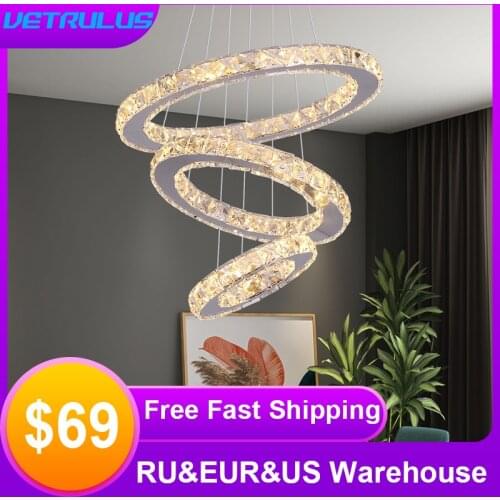 Modern K9 Crystal LED Chandelier Lights Home Lighting Chrome Lustre Chandeliers Ceiling Pendant Fixtures For Living Room