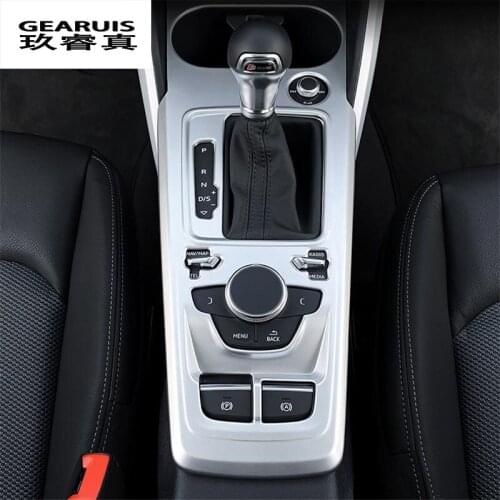 Car Styling For Audi Q2 Q2L Covers Stickers Gear Middle Shift Stall Paddle Water cup Switch Frame Trim Interior Auto Accessories