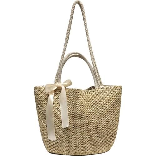 Dating Shopping Durable Gift Hand Shoulder Fashion Large Capacity Beach With Bow Handbag Women Bag Casual Daily Travel