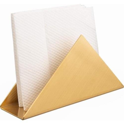 Seat Stainless Steel Triangle Napkin Holder Restaurant Hotel Countertop Table Decor Golden desktop Paper stand Tissue Boxes Case