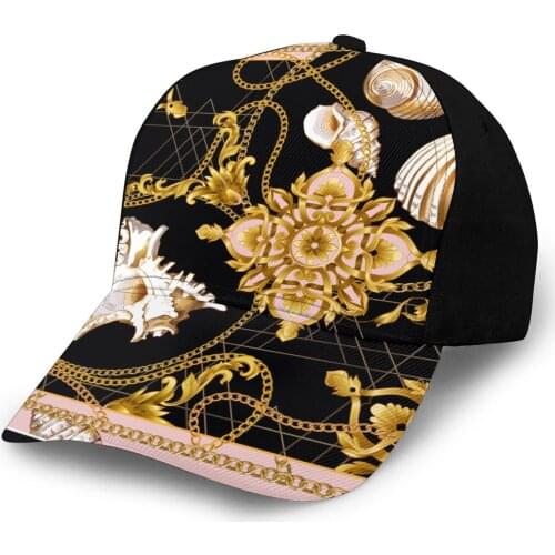 Unisex Baseball Caps Summer Women Beach Hat Ladies Casual Flat Sun For Men 2021 Europe Golden Pattern Customized Dropshipping