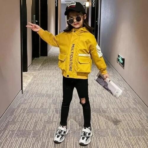 Girls Windbreaker Jacket For Child Clothing 2021 New Fashion letters Girls Outerwear Coat Spring Autumn 3- 9 11 12T Kids Jackets