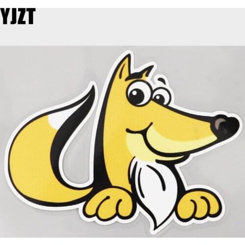 YJZT 12.3CM×9.2CM Funny Fox Smile Emoticon Decal PVC Car Sticker 11C-0349