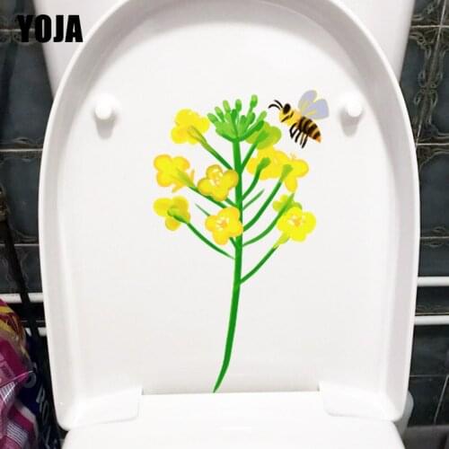 YOJA 14*23.3CM Bee Canola Flower Creative Cartoon Childern Bedroom Wall Sticker Toilet WC Decor T1-1357