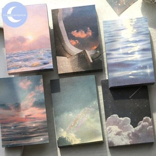 YUEGUANGXIA 100pcs/lot Minimalist Ins Style Fireworks Star Ocean Loose Leaf Memo Pads Artsy Style Memo Pads Office Decoration