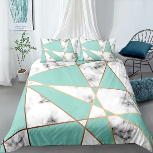 Green Square Duvet Cover Sets 2/3 Piece Geometric Marble Quilt Cover Queen Colored Quicksand Marble Comforter Cover Set US/AU/UE
