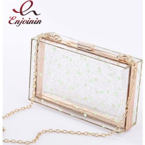 Transparent Star Acrylic Box Party Ladies Clutch Fashion Chain Shoulder Bag Casual Purses and Handbags Female Crossbody Pouch
