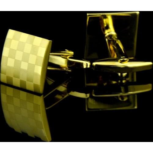 Golden Cufflinks Small Plaid Checkered Louver Laser Mens French Cuff Links Jewelry Clothing Accessories