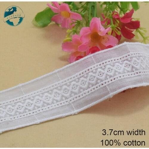 10yards 3.7cm white 100% cotton embroidery lace french lace ribbon fabric guipure diy trims wedding lace sewing Accessories#3833