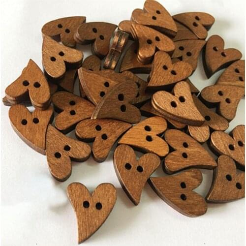 100Pcs decoration Buttons Heart Shape Unfading Wood Brown Sewing Buttons DIY Apparel Sewing Buttons accessories hot dropshipping