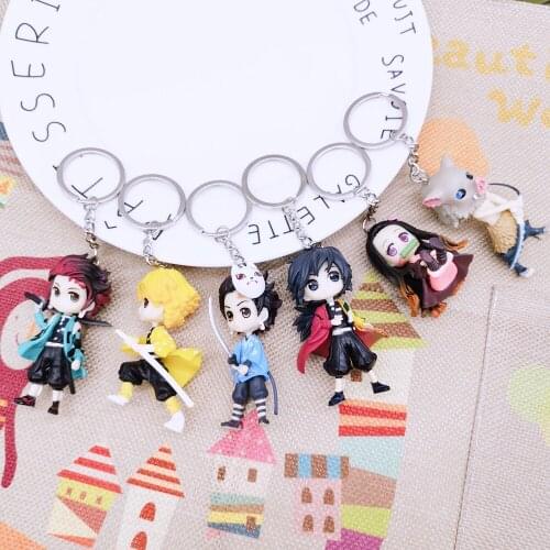 12 Pcs/Lot Kawaii demon slayer keychain Womens Tanjirou Kamado Nezuko Tomioka Giyuu Kimetsu No Yaiba Acrylic Key Chain Fan Gift