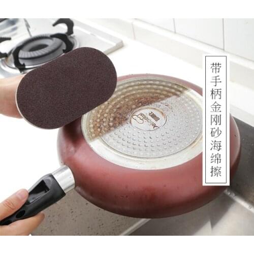 2 mount with handle nano emery magic effective decontamination brush dishes and pans kitchen cleaning sponge wipes J05