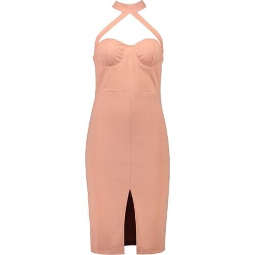 2022 Womens Sexy Halter Sleeveless Elegant Casual Party Slim Sheath Bodycon hem Irregular Gown Pencil Dress Vestidos AB247