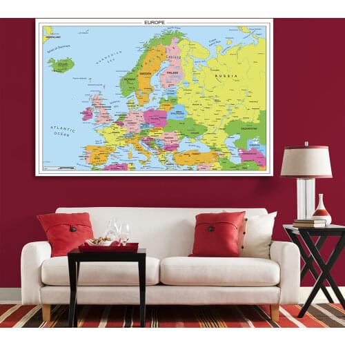 225*150cm The Europe Political Map Large Poster Non-woven Canvas Painting Wall Decor School Supplies Classroom Home Decoration