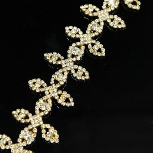 5Yards Clear Crystal Glass Rhinestone Trim Chain Wedding Decoration Sew DIY Crafts Applique