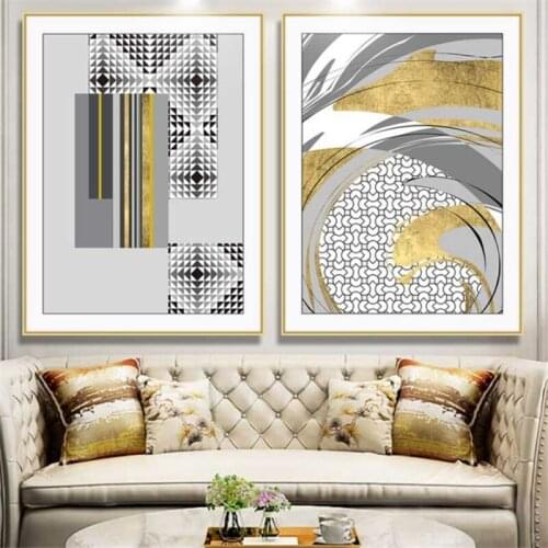Entryway Abstract Landscape Geometry Yellow Texture Marble Canvas Painting Sofa Background Wall Picture Poster Room Home Decor