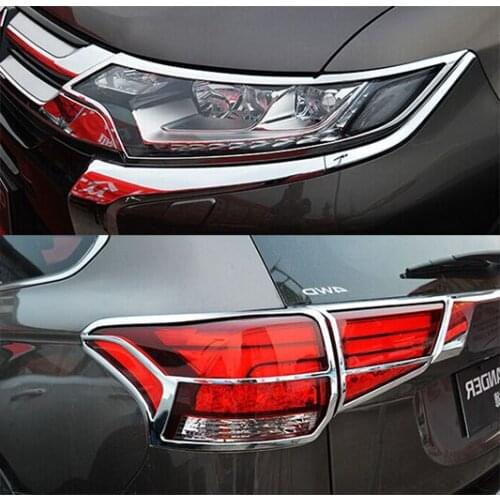 ACCESSORIES FIT FOR MITSUBISHI OUTLANDER 2016 CHROME FRONT REAR HEADLIGHT TAIL LIGHT LAMP COVER TRIM RIM BEZEL MOLDING GARNISH