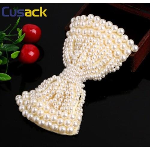 Pearls Handmade BOW Applique for Costume Dress Headdress Belts Bags Hats Sewing DIY Crafts 2 Models