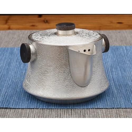 Pure Silver Kungfu Teaware Creative Sandalwood Double Ear Anti-scalding Teapot Making Tea Pure Handmade Silver Pot