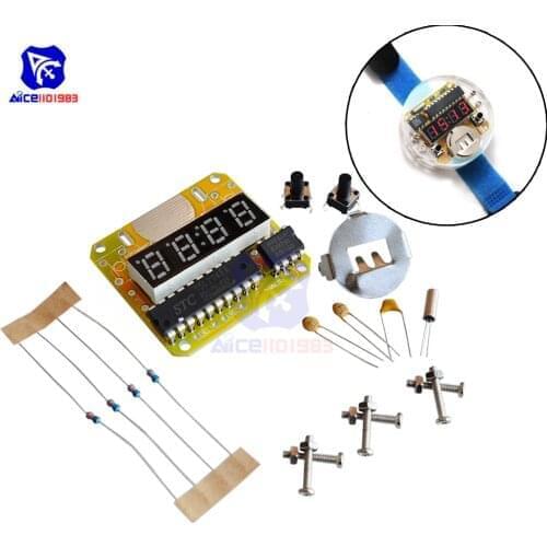 Diymore Digital Watch Electronic Clock DIY Kit Single-chip LED Watch 4bit LED with Transparent Cover Learning Kit