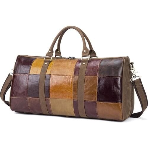 Men Duffel Travel Bags Men Natural Genuine Leather Travel Bag Big Capacity Shoulder Handbag Tote Bag For Business Male Weekend