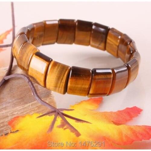 New 15X10mm Tigers Eye Beads Stretchy Bracelet Bangle Gem 7"L